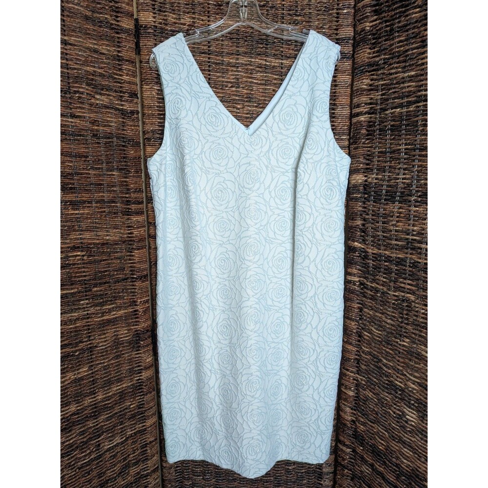 Lane Bryant Knee Length Dress 16 Blue Sleeveless V-Neck Metallic Formal Wedding